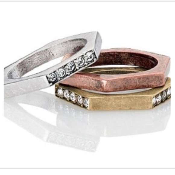 Lia Sophia Sz 10 TriRing Stackable Ring Set - Picture 2 of 2